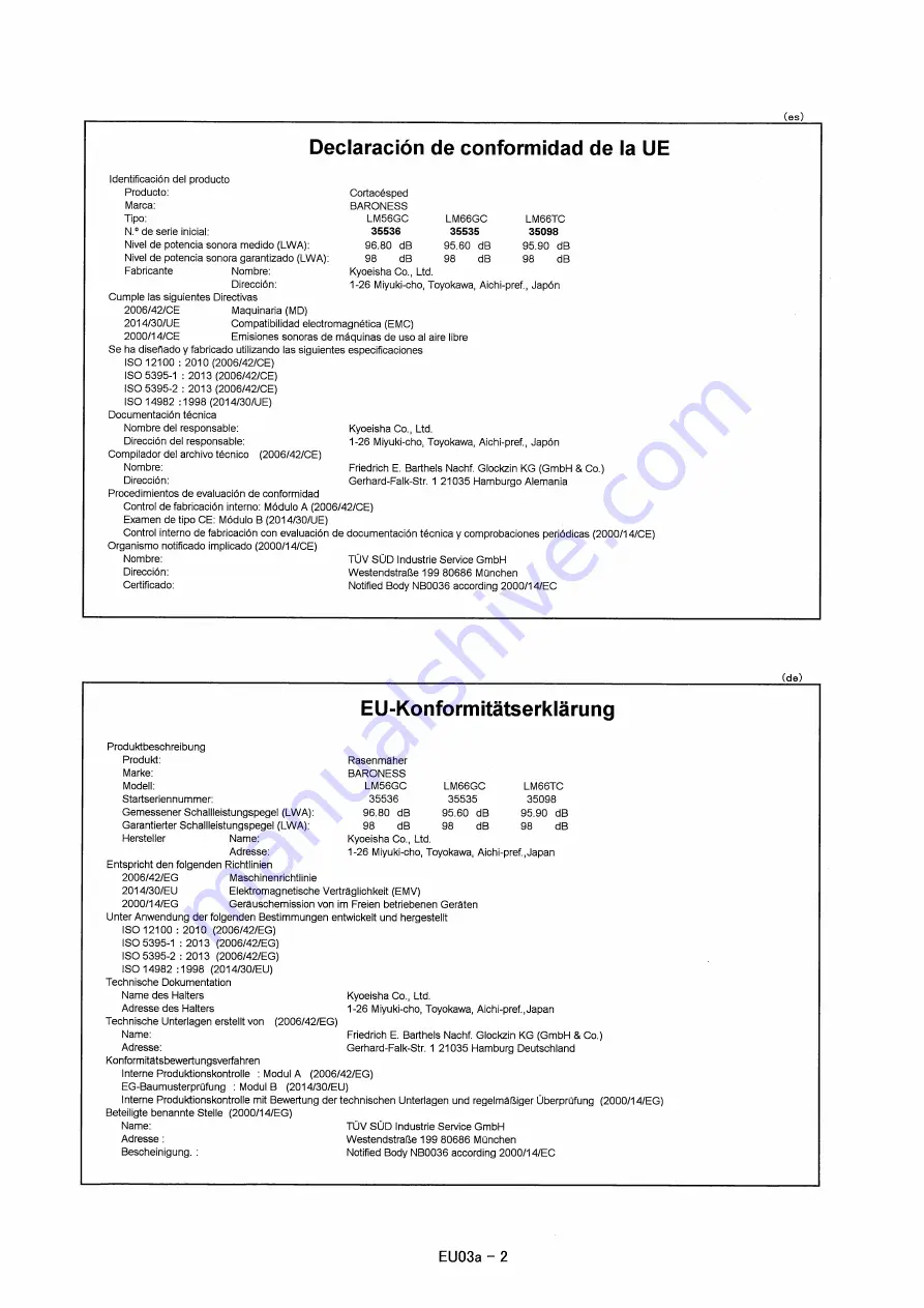 Baroness LM56GC Owner'S Operating Manual Download Page 86