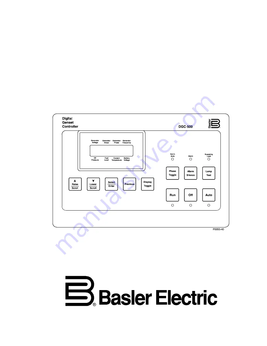 Basler DGC-500 Скачать руководство пользователя страница 1