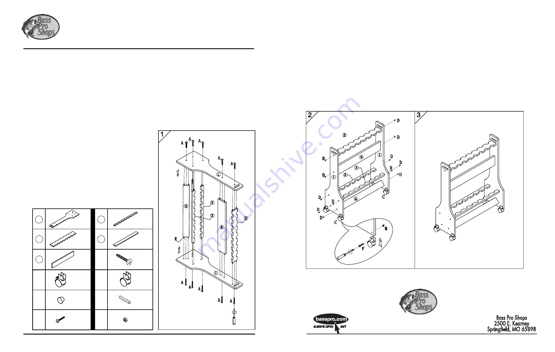 Bass Pro Shops SIXTEEN ROD CAPACITY LARGE ROLLING ROD RACK Скачать руководство пользователя страница 1