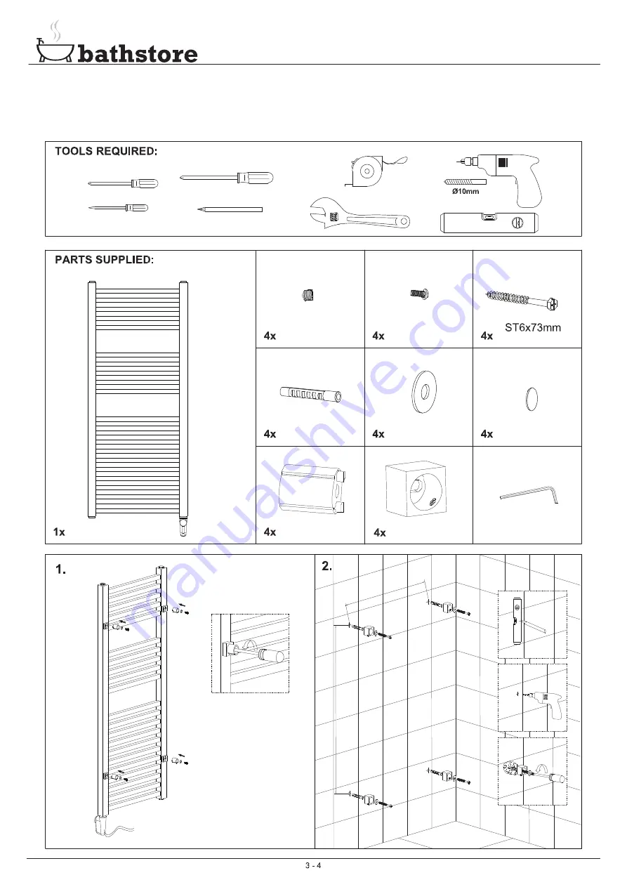 bathstore PEGASUS 1100 Скачать руководство пользователя страница 3