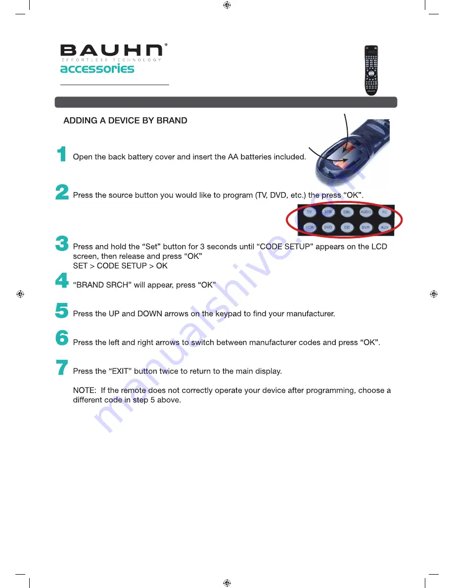 Bauhn UNIVERSAL REMOTE CONTROL Getting Started Download Page 2