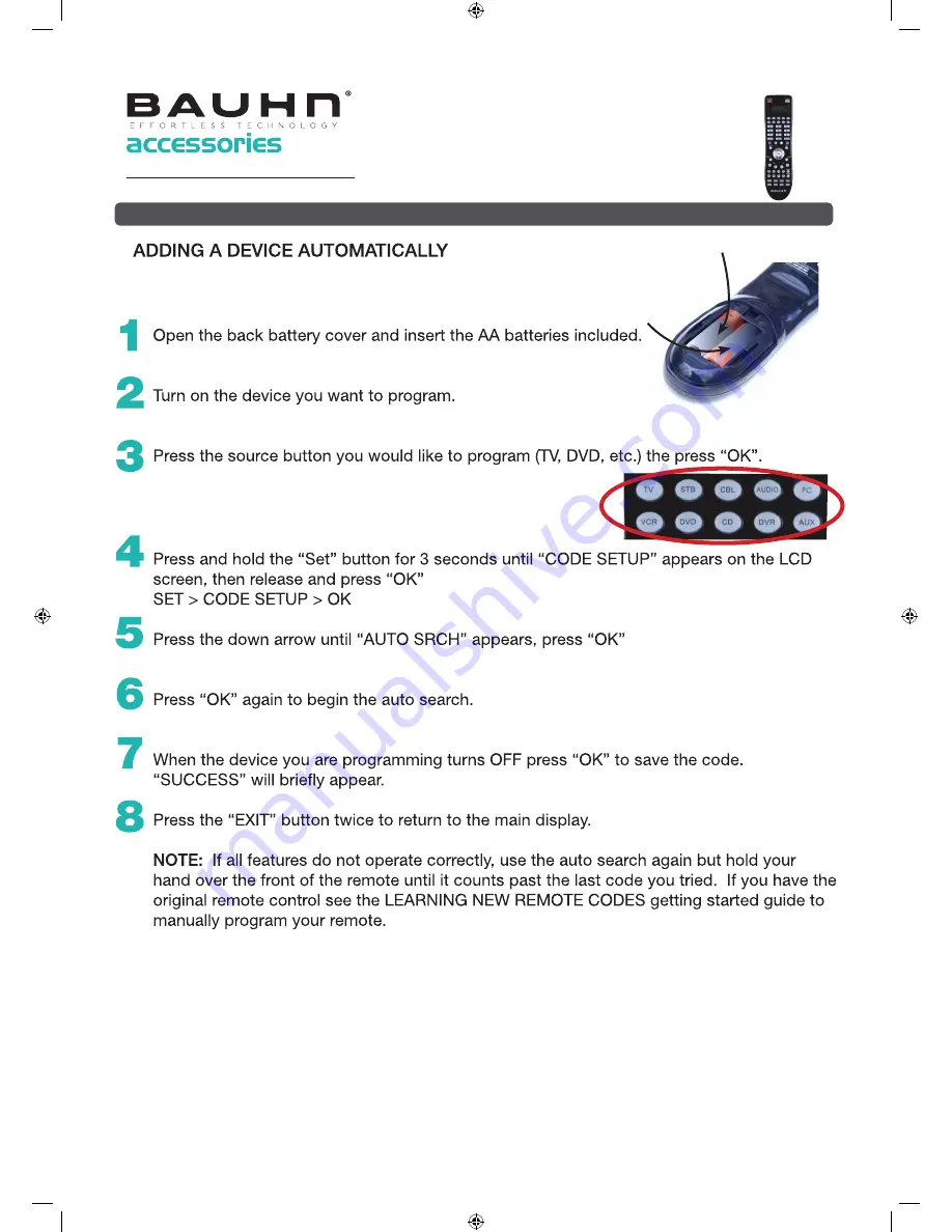 Bauhn UNIVERSAL REMOTE CONTROL Getting Started Download Page 3