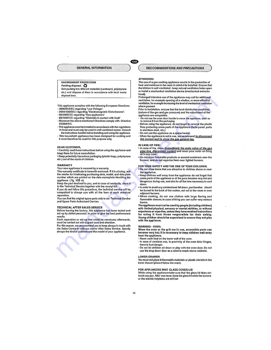 Baumatic BMEC9EESSS Instruction Manual Download Page 14