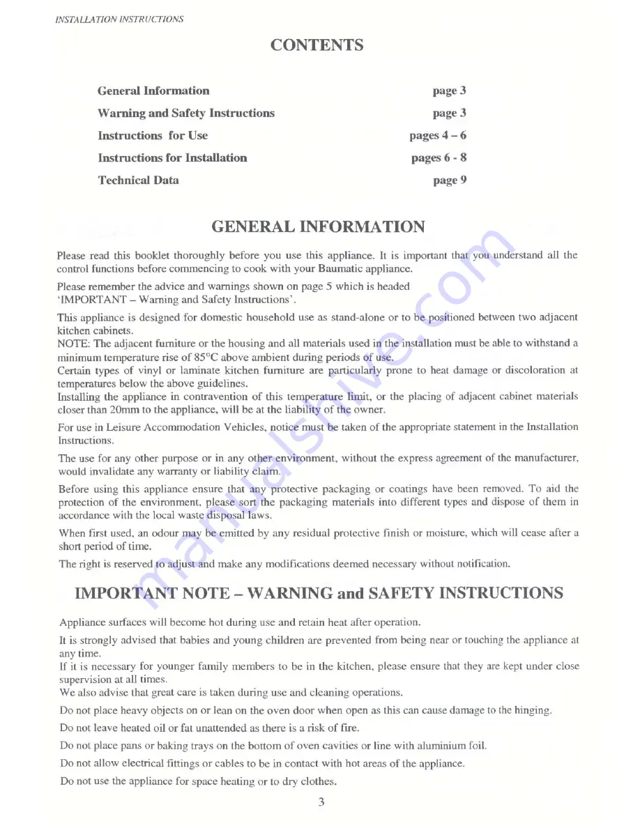 Baumatic BT2396SS Instruction Manual Download Page 4