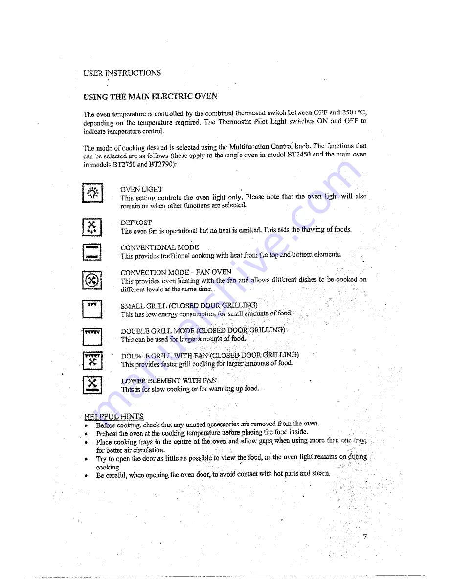 Baumatic BT2450 User And Installation Instructions Manual Download Page 7