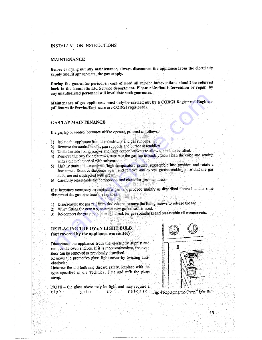 Baumatic BT2450 User And Installation Instructions Manual Download Page 15