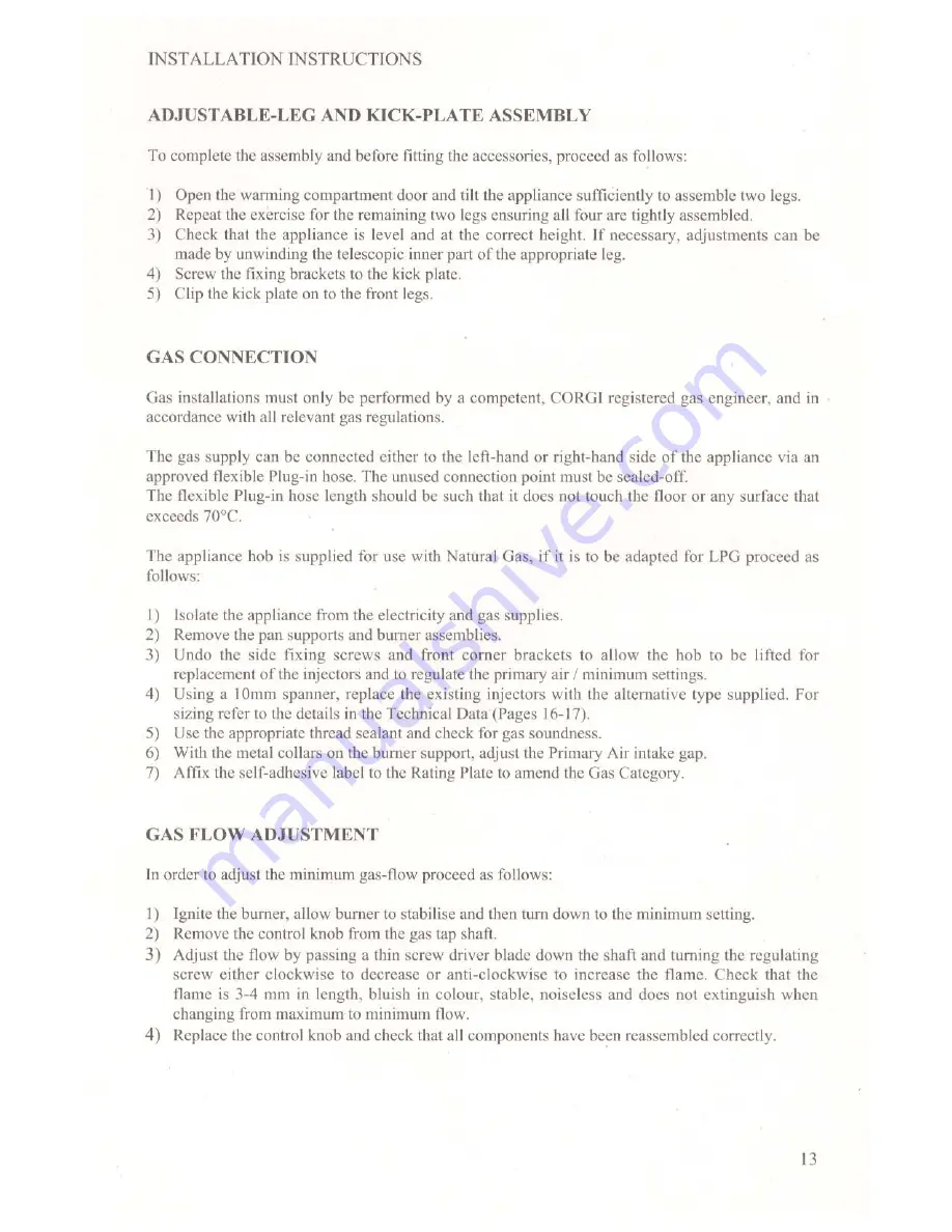 Baumatic BT2460 User And Installation Instructions Manual Download Page 13