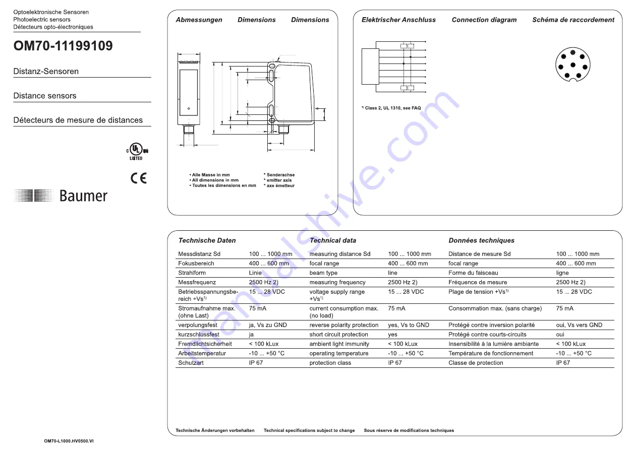 Baumer OM70-11199109 Manual Download Page 1