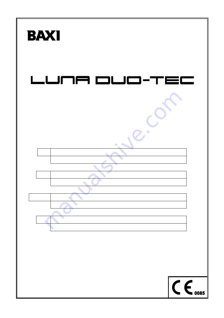 Baxi LUNA DUO-TEC MP 1.110 Instructions Manual For Users And Installers Download Page 1