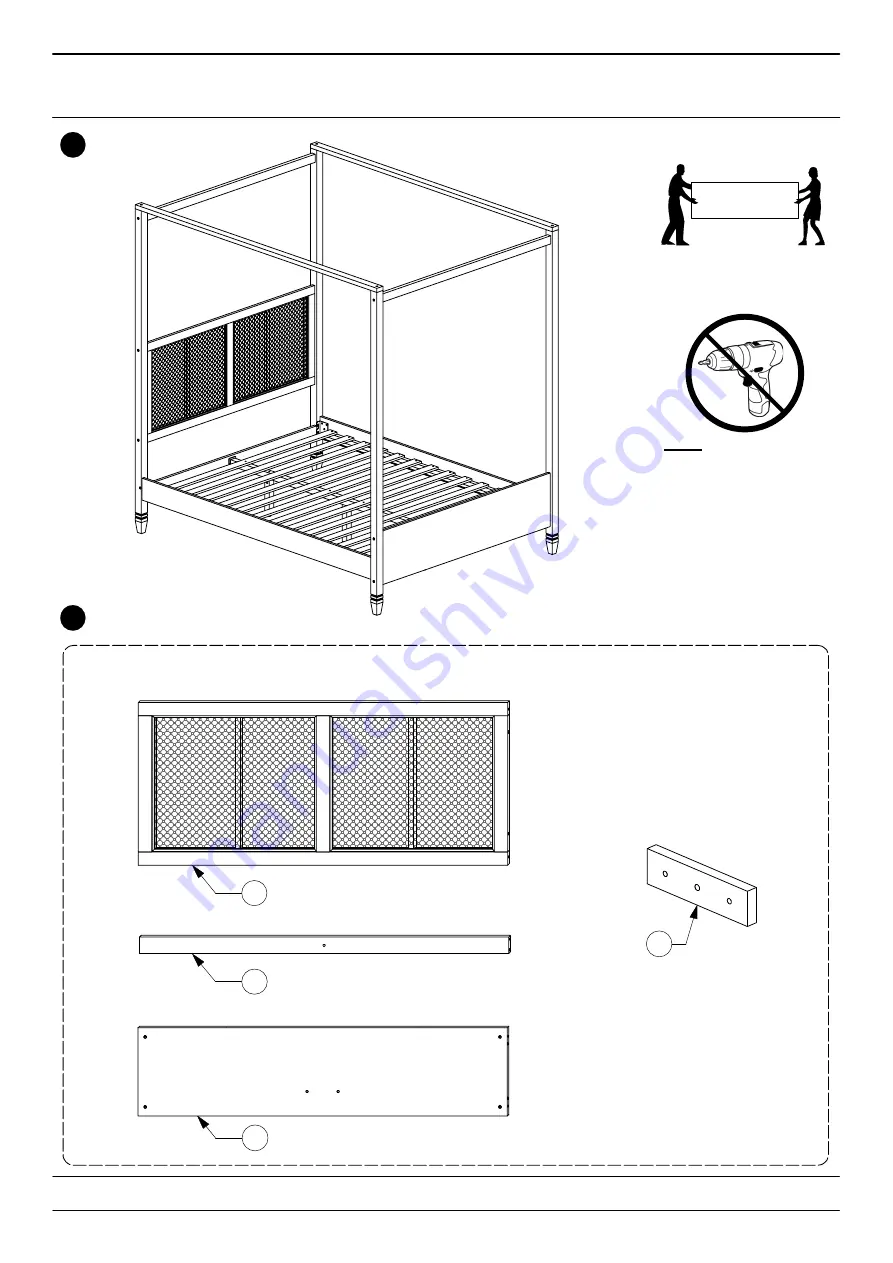 Baxton Studio Canopy Queen Bed 0021-3 Assembly Instructions Manual Download Page 1