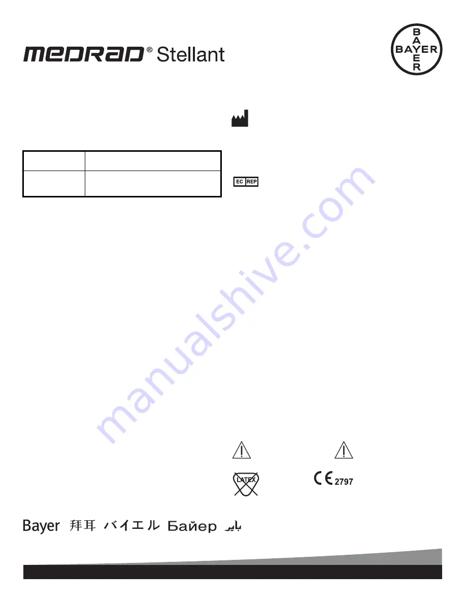 Bayer HealthCare MEDRAD Stellant Instructions For Use Manual Download Page 1