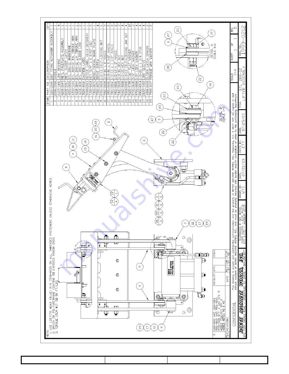 Bayne Thinline BTL 208-12 Operation And Parts Manual Download Page 28