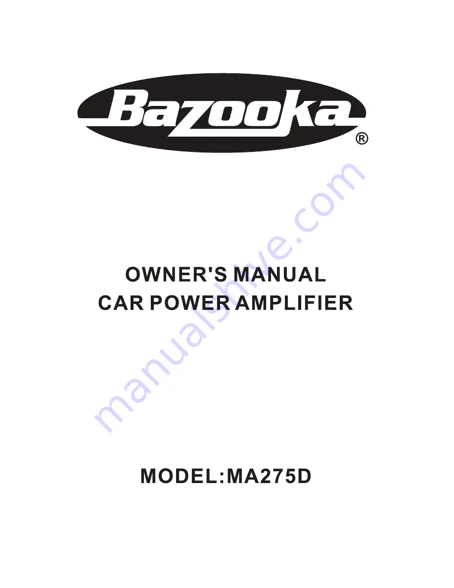 Bazooka MA275D Owner'S Manual Download Page 1