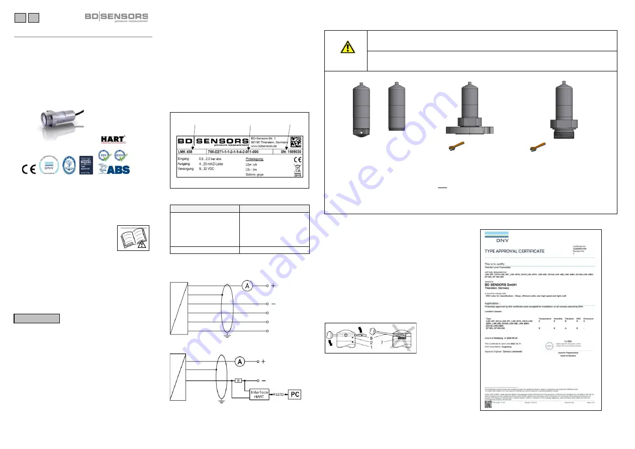 BD Sensors LMK 457 Mounting Instructions Download Page 1