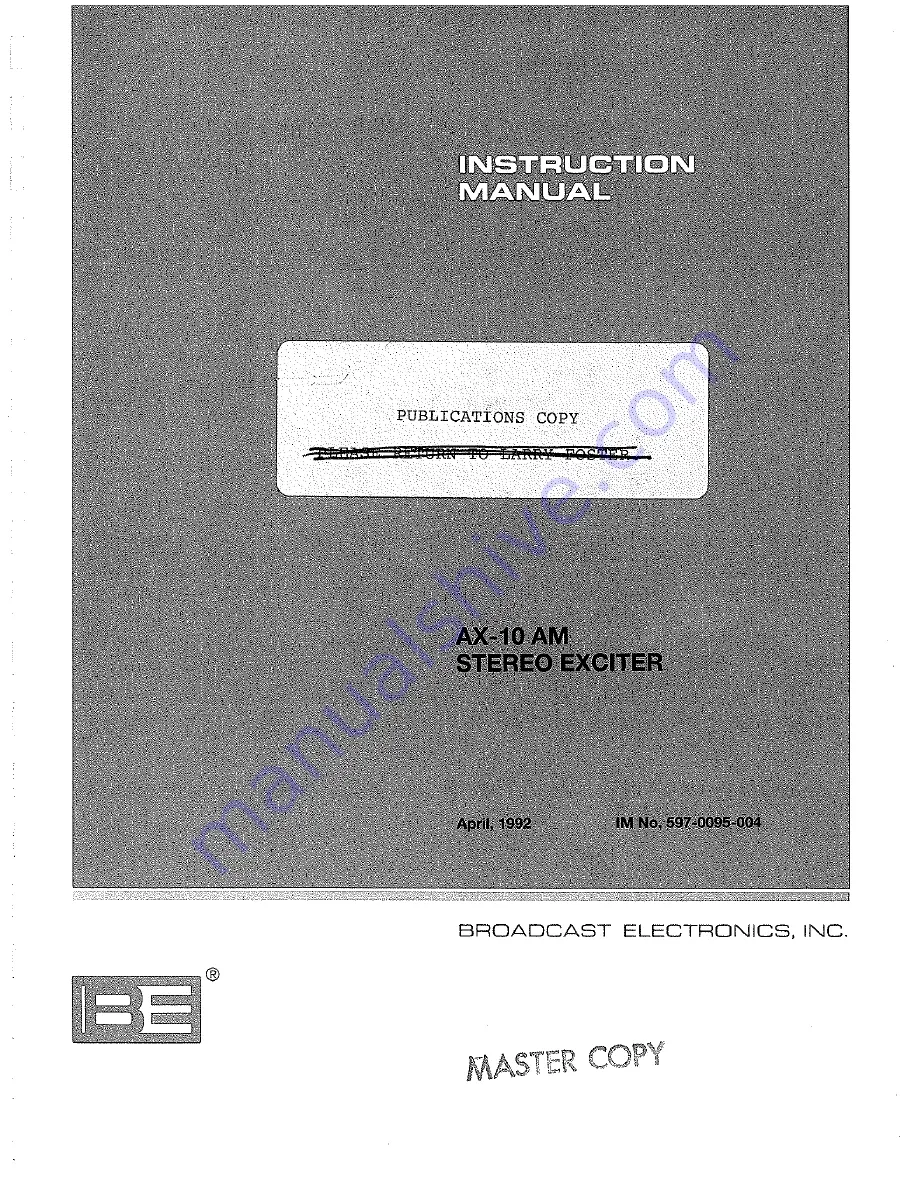 BE AX-10 AM Instruction Manual Download Page 1