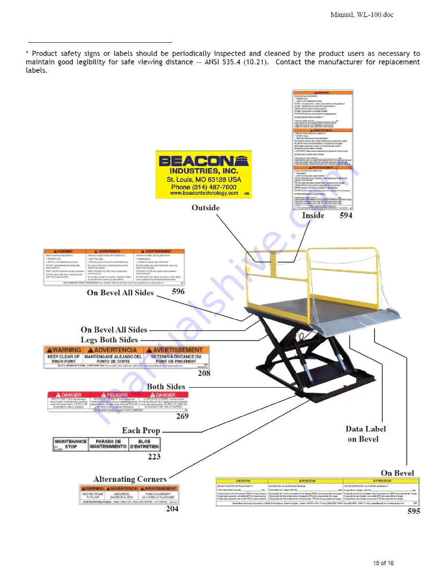 Beacon BWL-100 Operation & Maintenance Manual Download Page 15