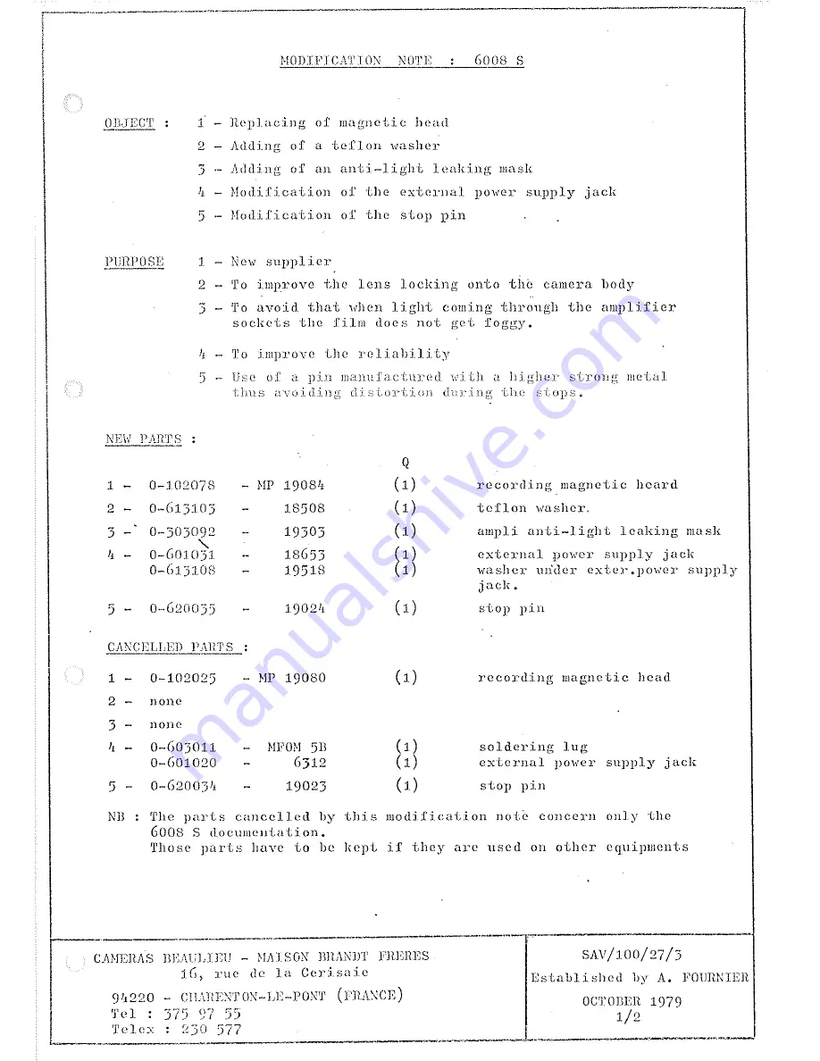 BEAULIEU 6008 S Technical Documentation Manual Download Page 71