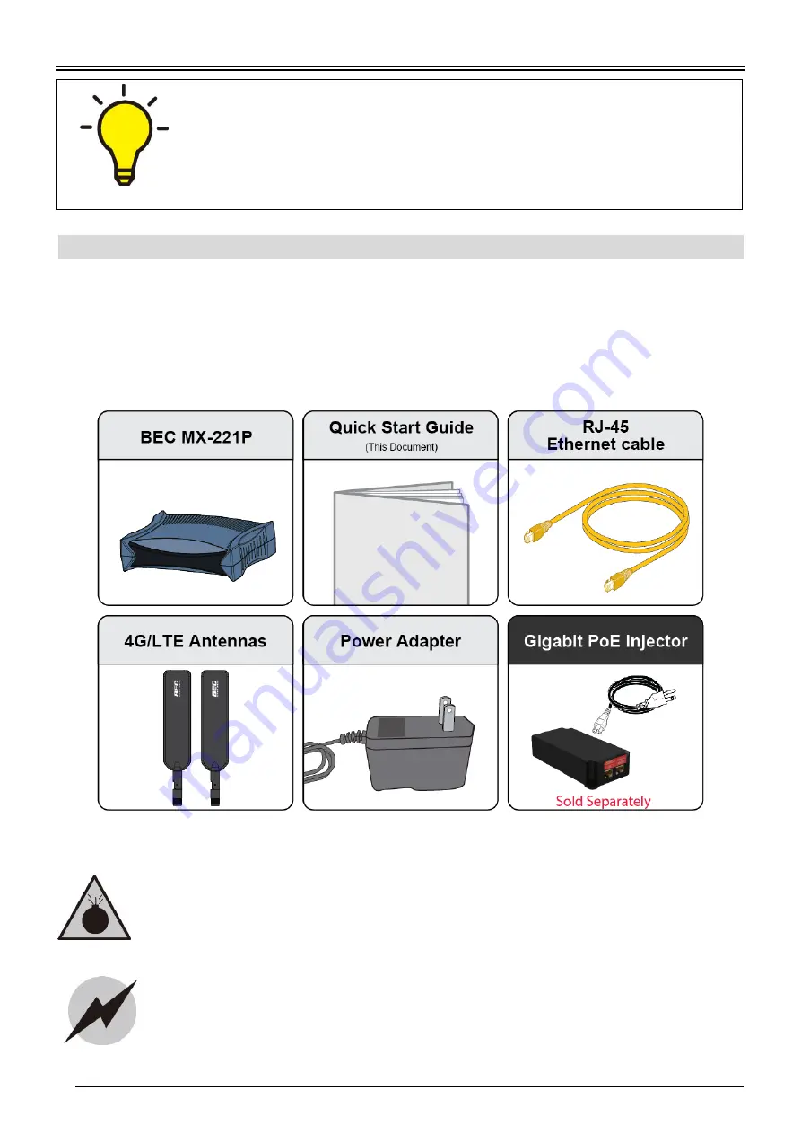 BEC MX-221P Quick Start Manual Download Page 3