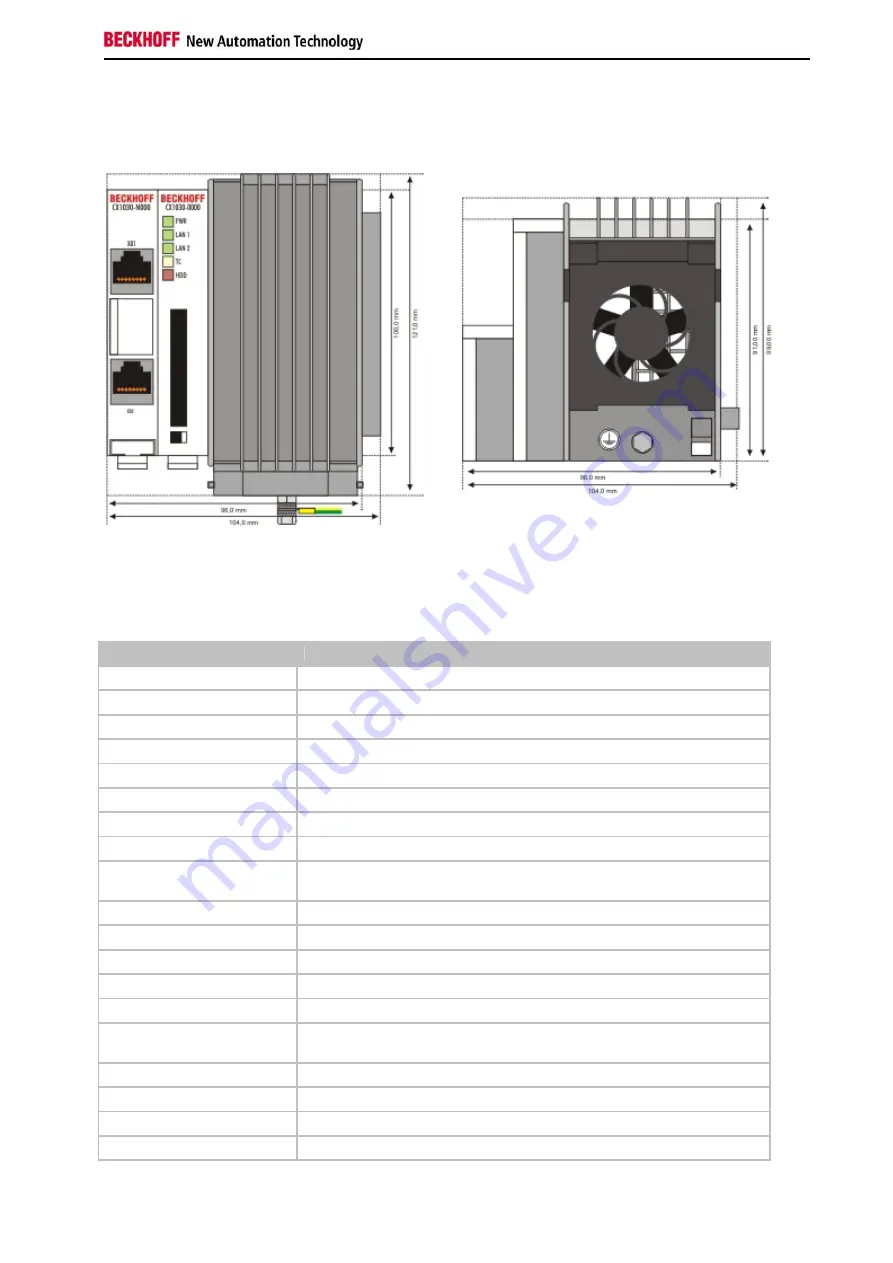 Beckhoff CX1020 Series Hardware Documentation Download Page 15