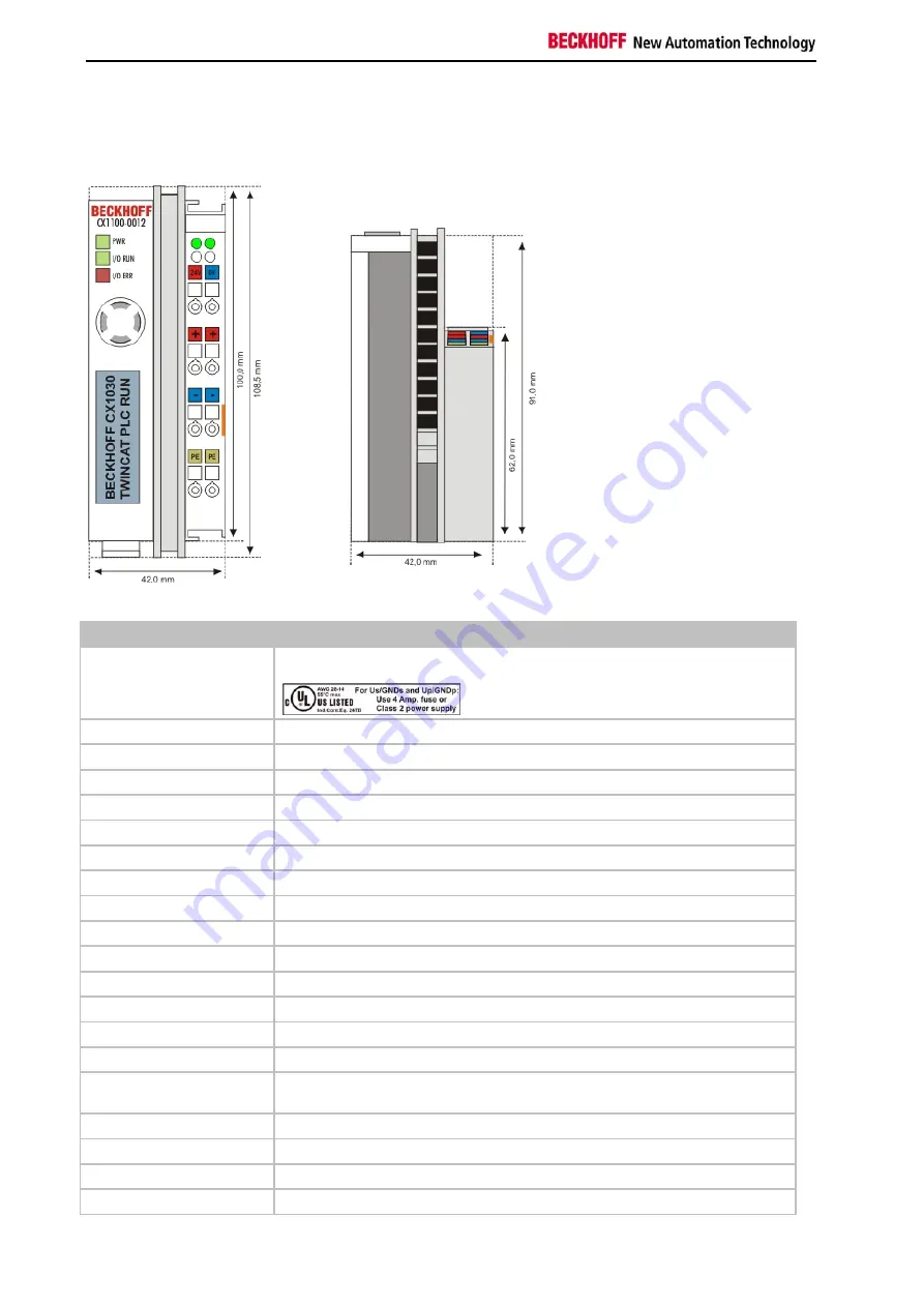 Beckhoff CX1020 Series Hardware Documentation Download Page 50