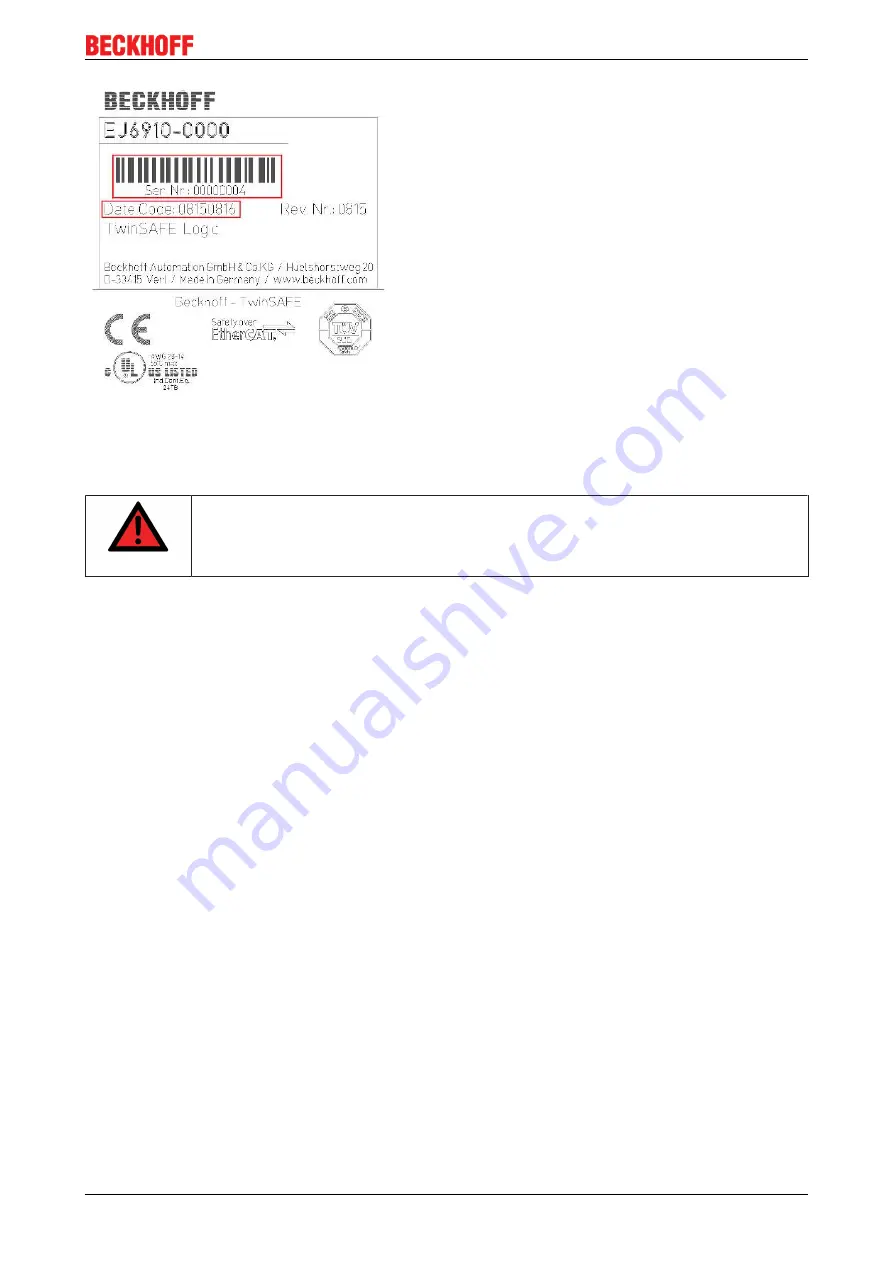 Beckhoff TwinSAFE EJ Series Operation Manual Download Page 23