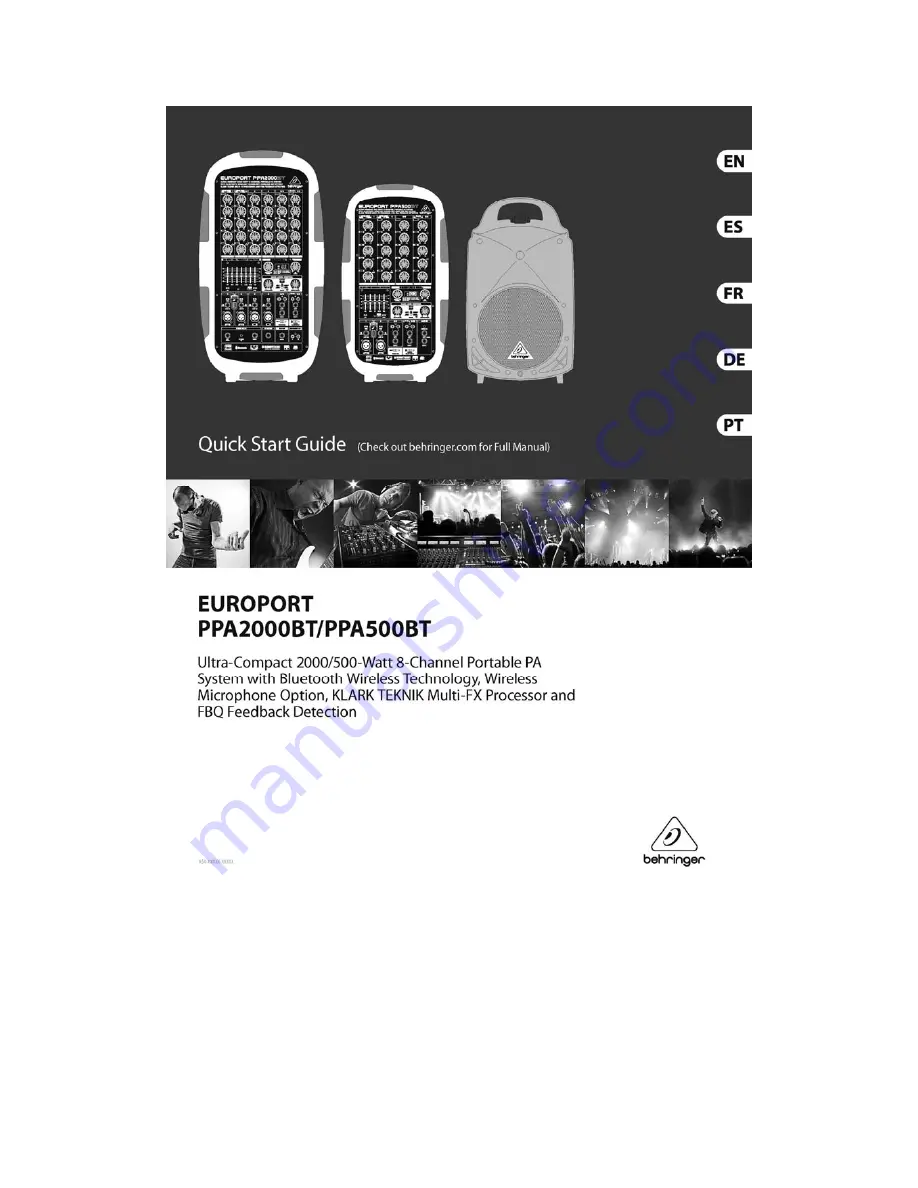 Behringer Europort PPA2000BT Quick Start Manual Download Page 1