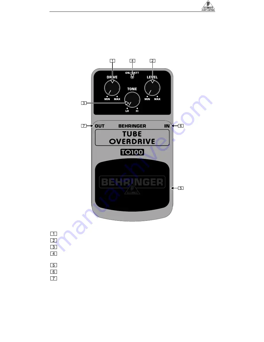 Behringer TUBE OVERDRIVE TO100 User Manual Download Page 1