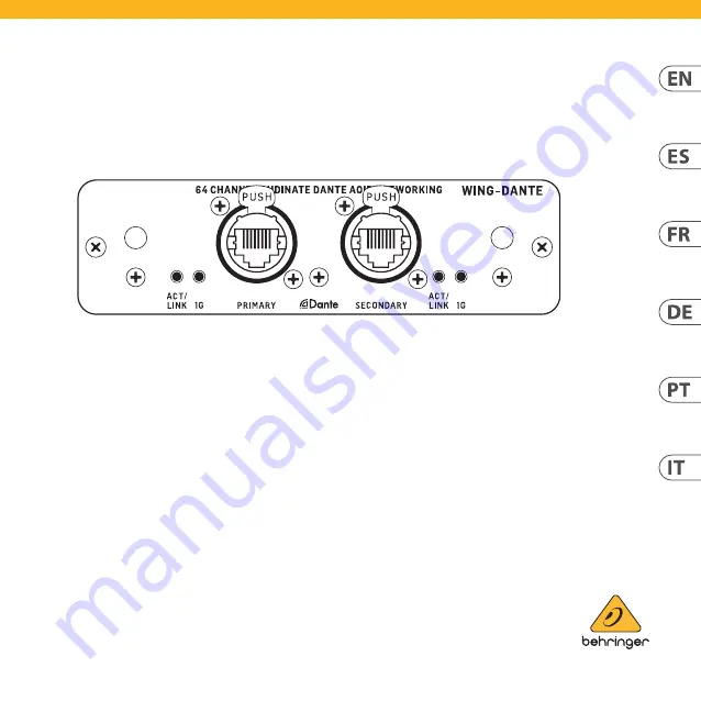 Behringer WING-DANTE Quick Start Manual Download Page 1