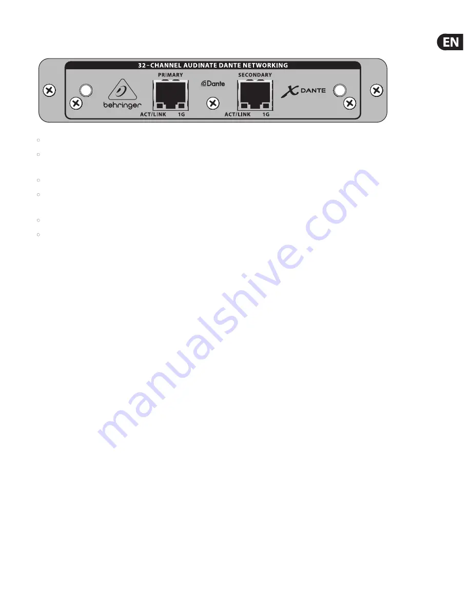 Behringer X-DANTE Quick Start Manual Download Page 7