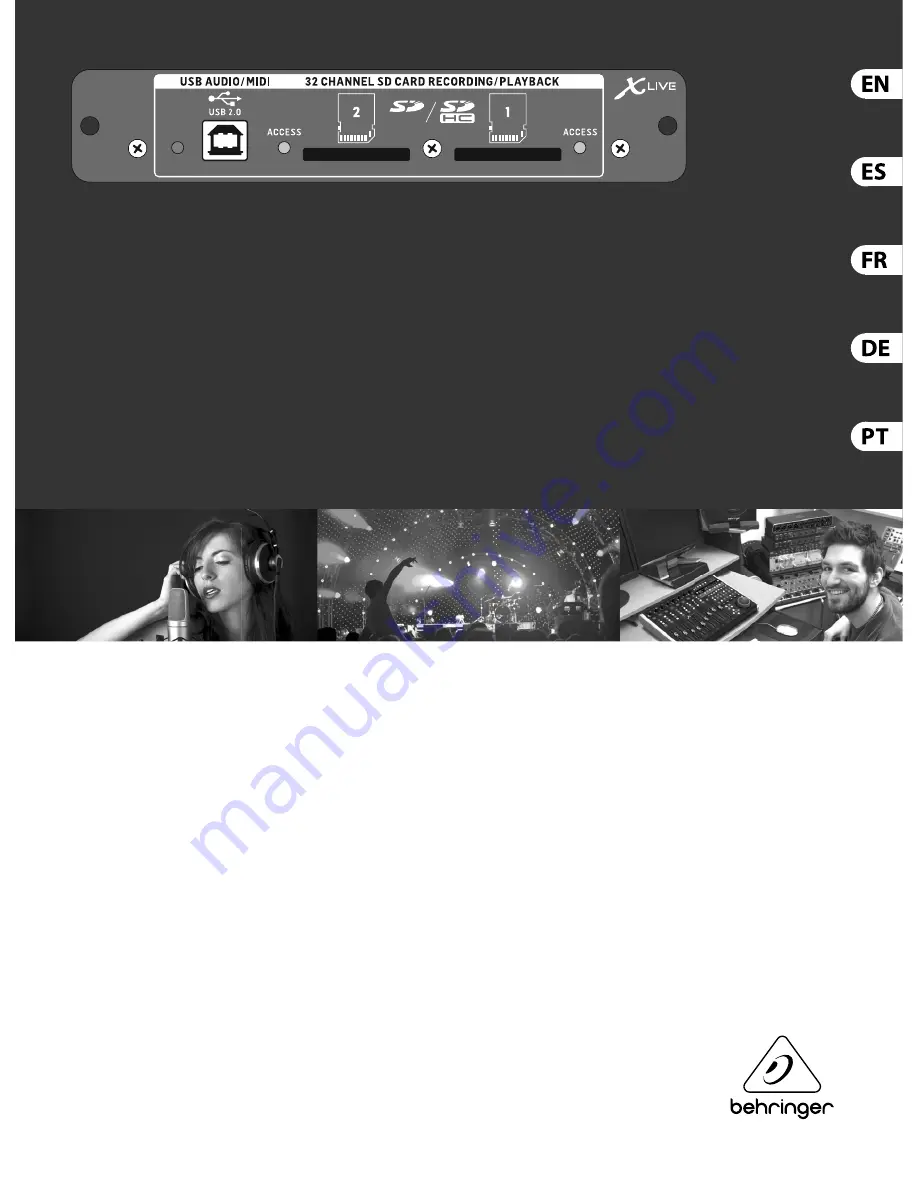 Behringer X-LIVE Quick Start Manual Download Page 1