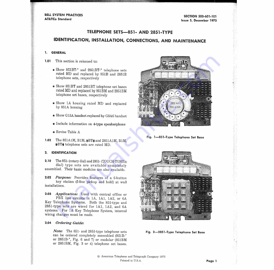 Bell 2851 Series Identification, Installation, Connections, And Maintenance Download Page 1