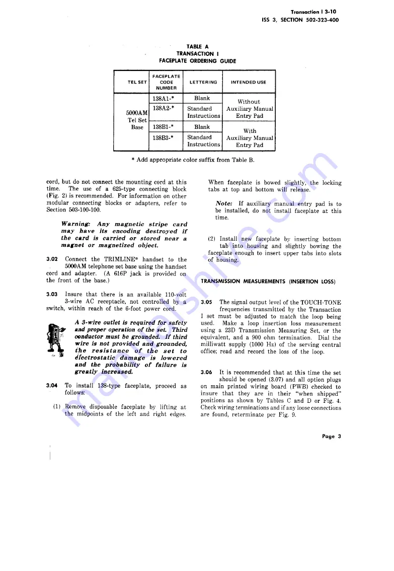 Bell 5000AM TRANSACTION I Manual Download Page 3