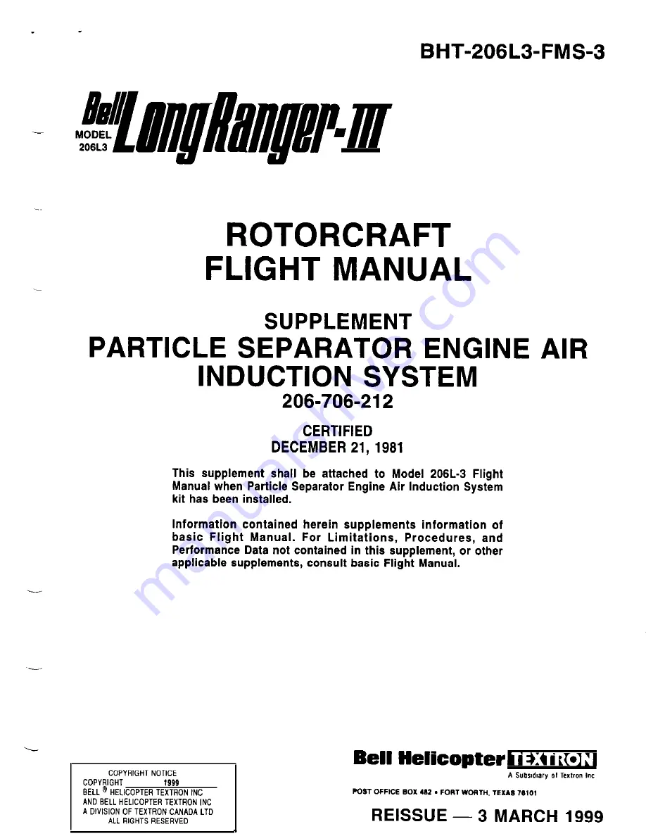 Bell BHT-206L3-FM-1 LongRanger-III Flight Manual Download Page 107