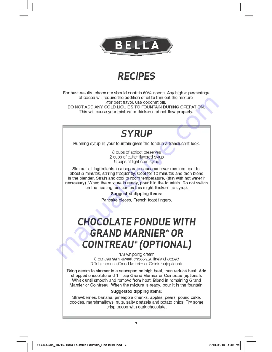 Bella 13715 Instruction Manual And Recipe Booklet Download Page 9