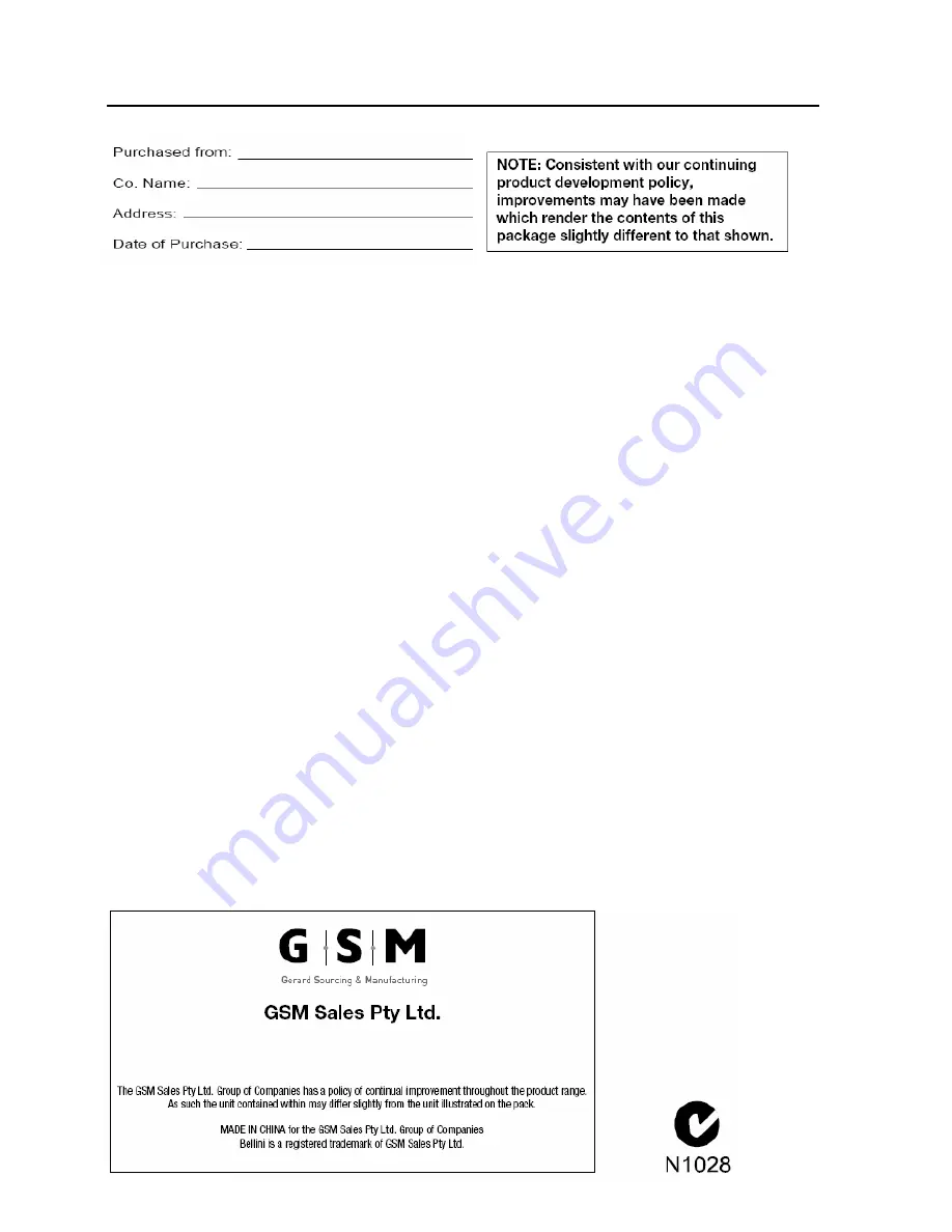 Bellini BO610CX Installation And User Manual Download Page 20