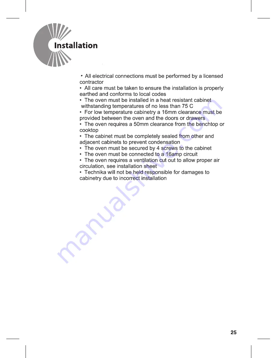 BELLISSIMO TB60FDTSS-3 Instructions For Use And Installation Download Page 25