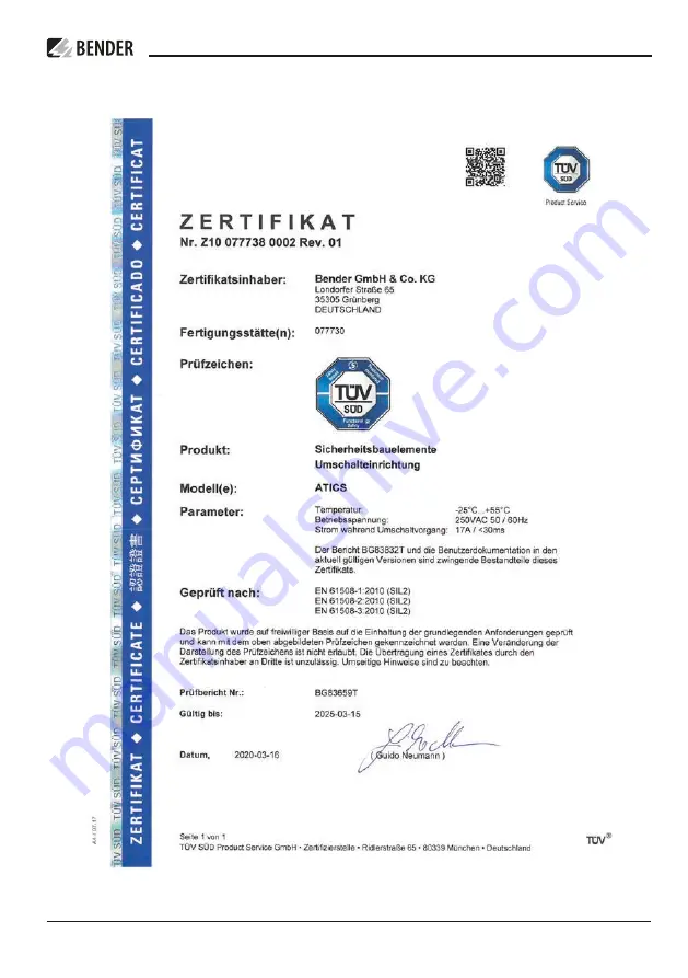 Bender ATICS-2-63A-ISO Manual Download Page 101