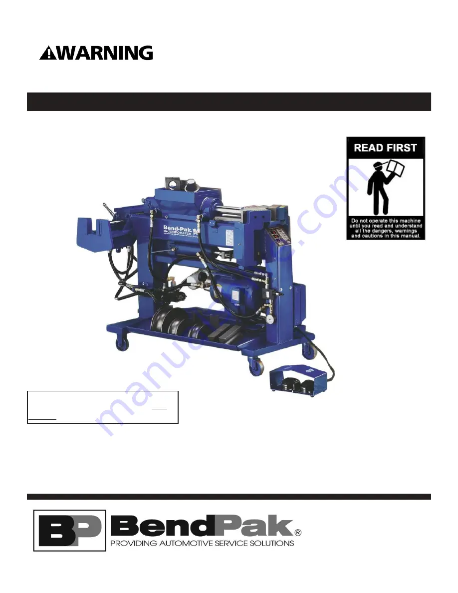 BendPak 1302-BA Operation And Service Manual Download Page 1