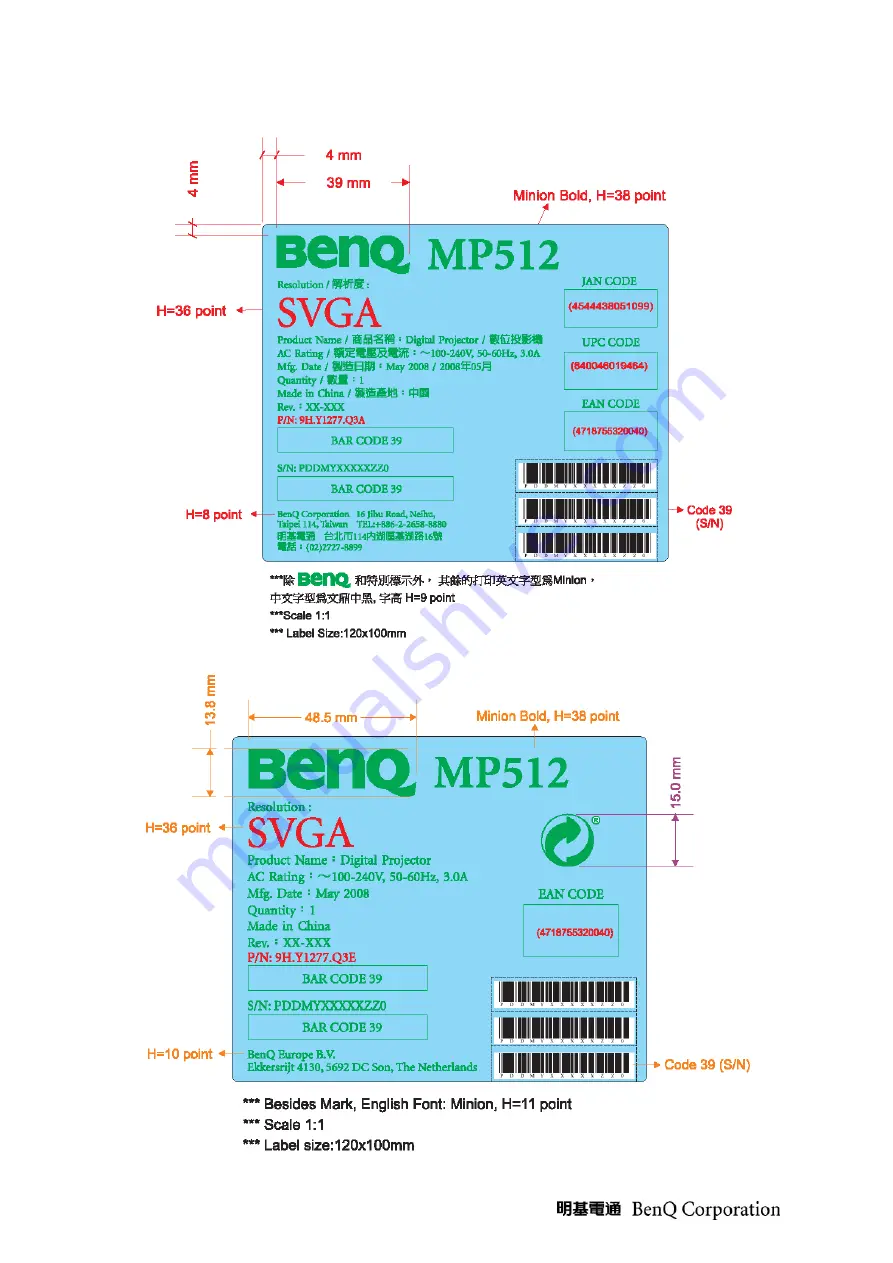 BenQ 9H.Y1277.000 Product Service Manual Download Page 18