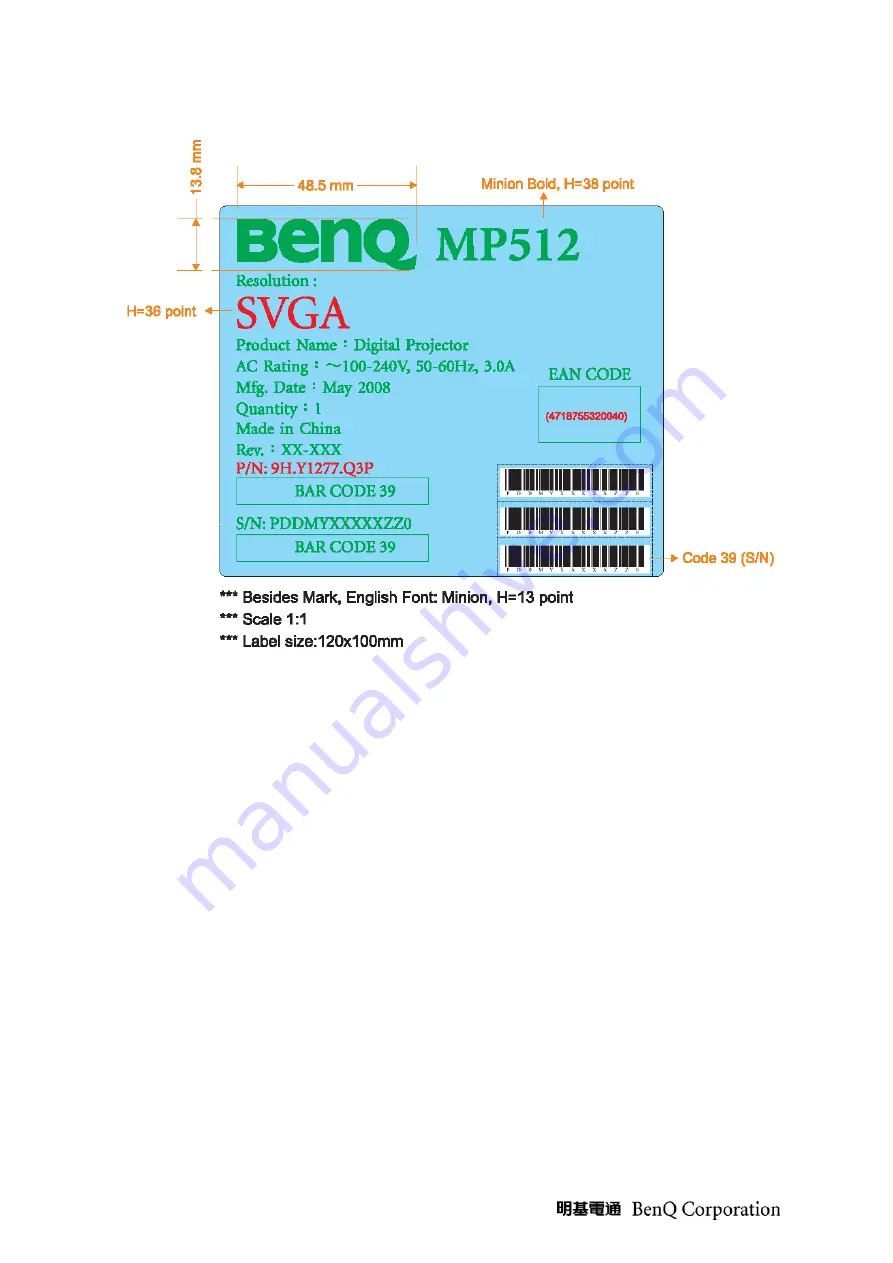 BenQ 9H.Y1277.000 Product Service Manual Download Page 19