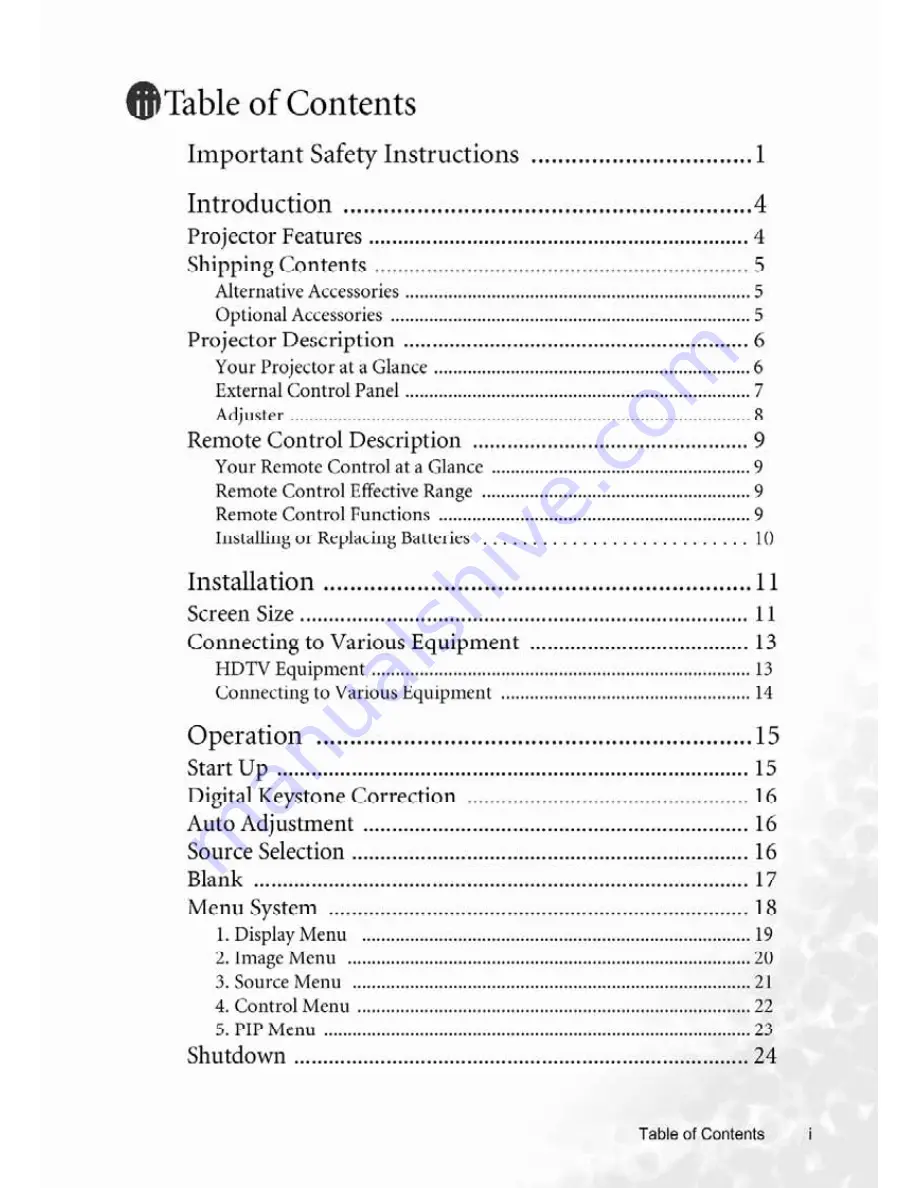 BenQ PB6100 - SVGA DLP Projector User Manual Download Page 3