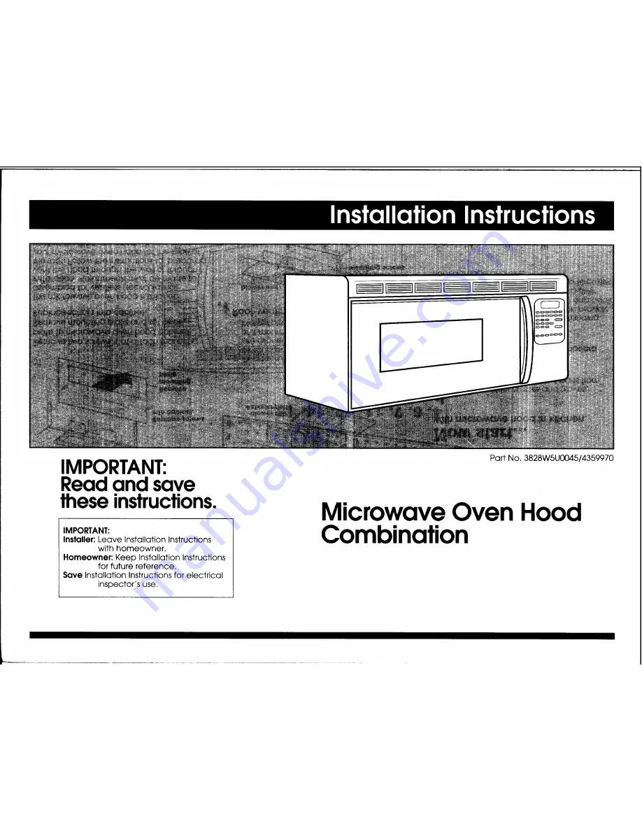 Benton Harbor Microwave Oven Hood Combination Installation Instructions Manual Download Page 1