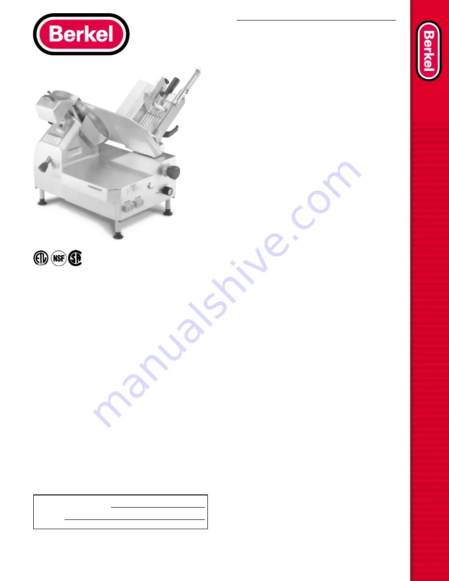 Berkel 839A Specifications Download Page 1