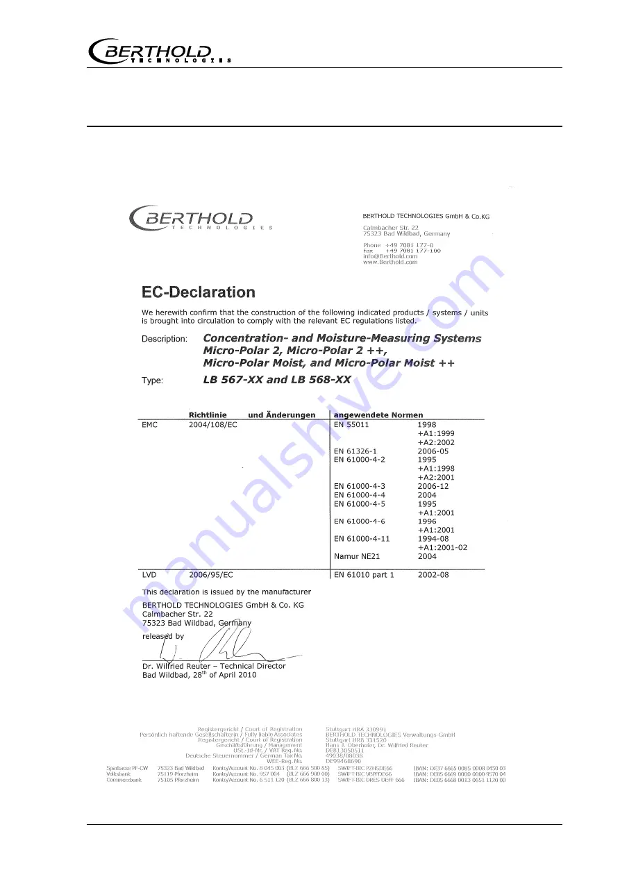 BERTHOLD TECHNOLOGIES LB 567 Скачать руководство пользователя страница 71