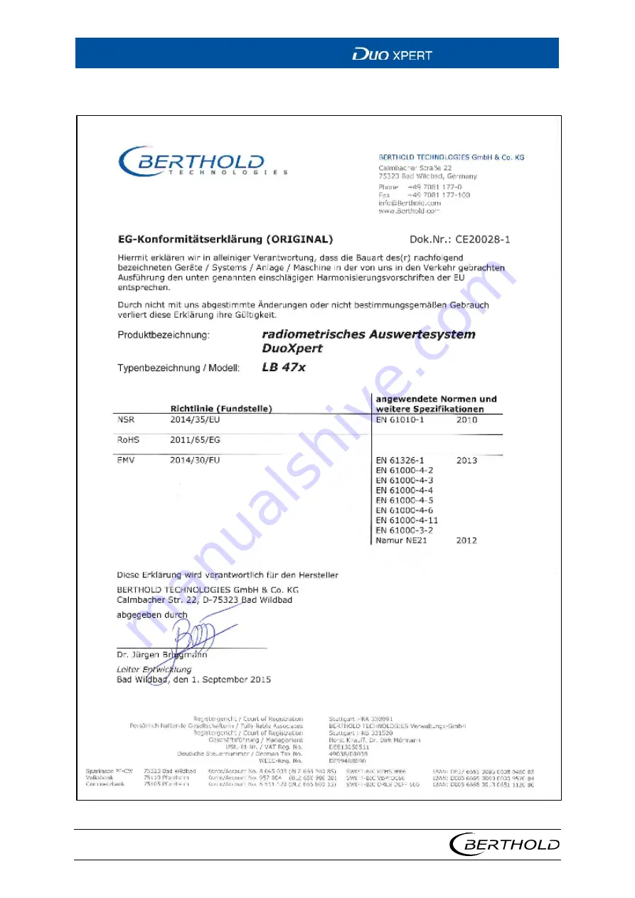 Berthold DUO XPERT LB 470RID Operating Manual Download Page 232