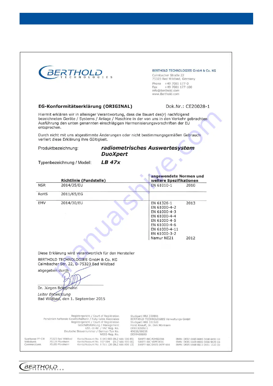 Berthold Duo Xpert Operating Manual Download Page 227