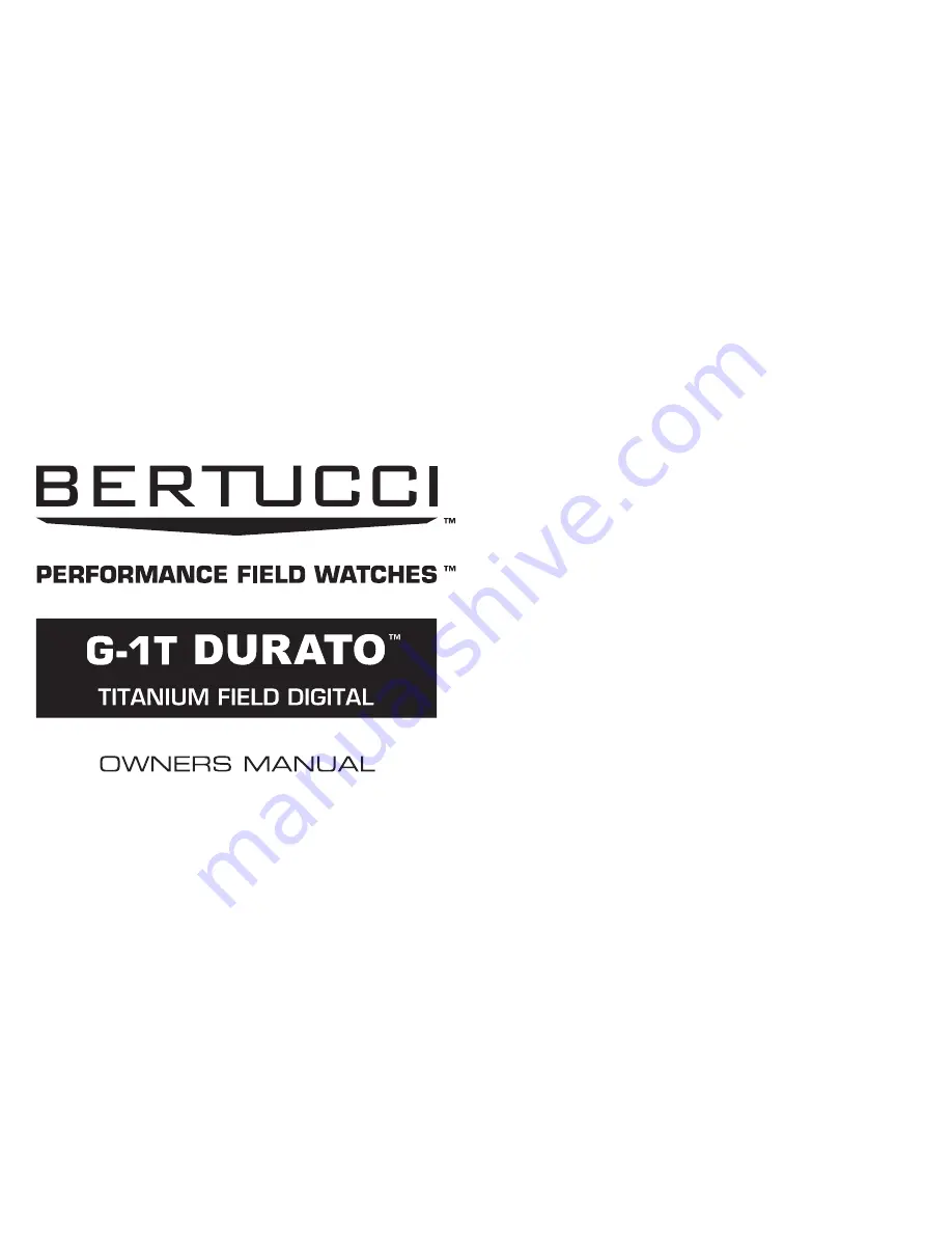 Bertucci G-1T Durato Owner'S Manual Download Page 1