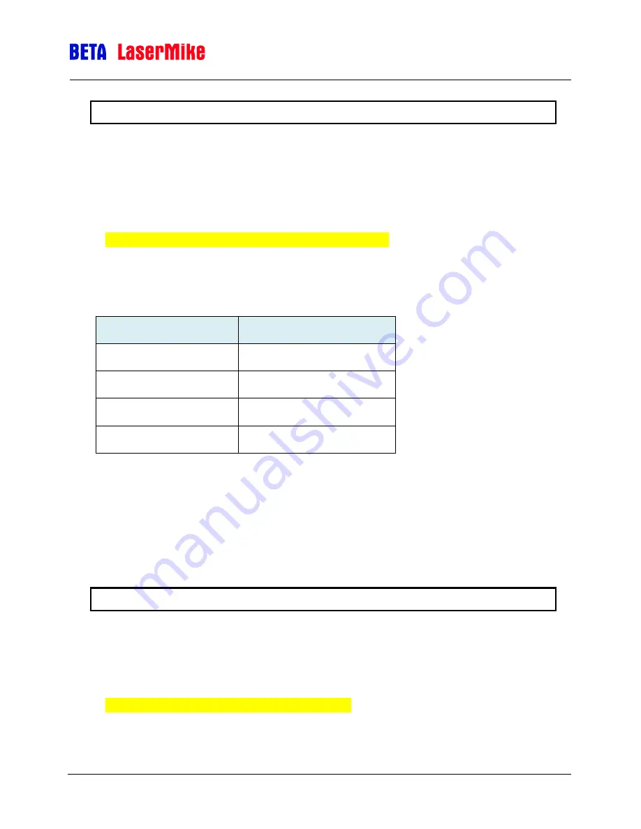 Beta LaserMike LASERSPEED 8000 Instruction Handbook Manual Download Page 52