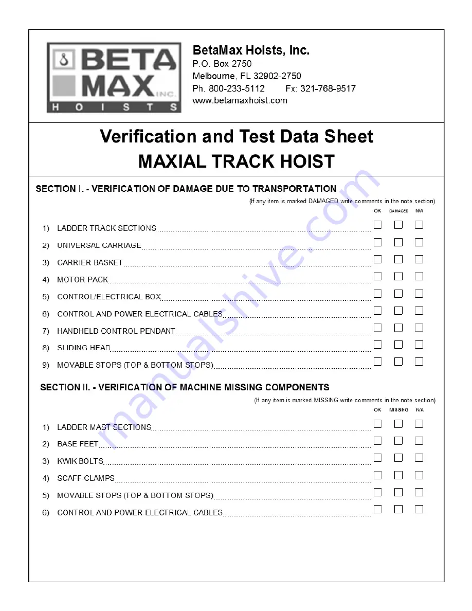 Beta Max MAXIAL TRACK HOIST Use And Maintenance Instruction Manual Download Page 121