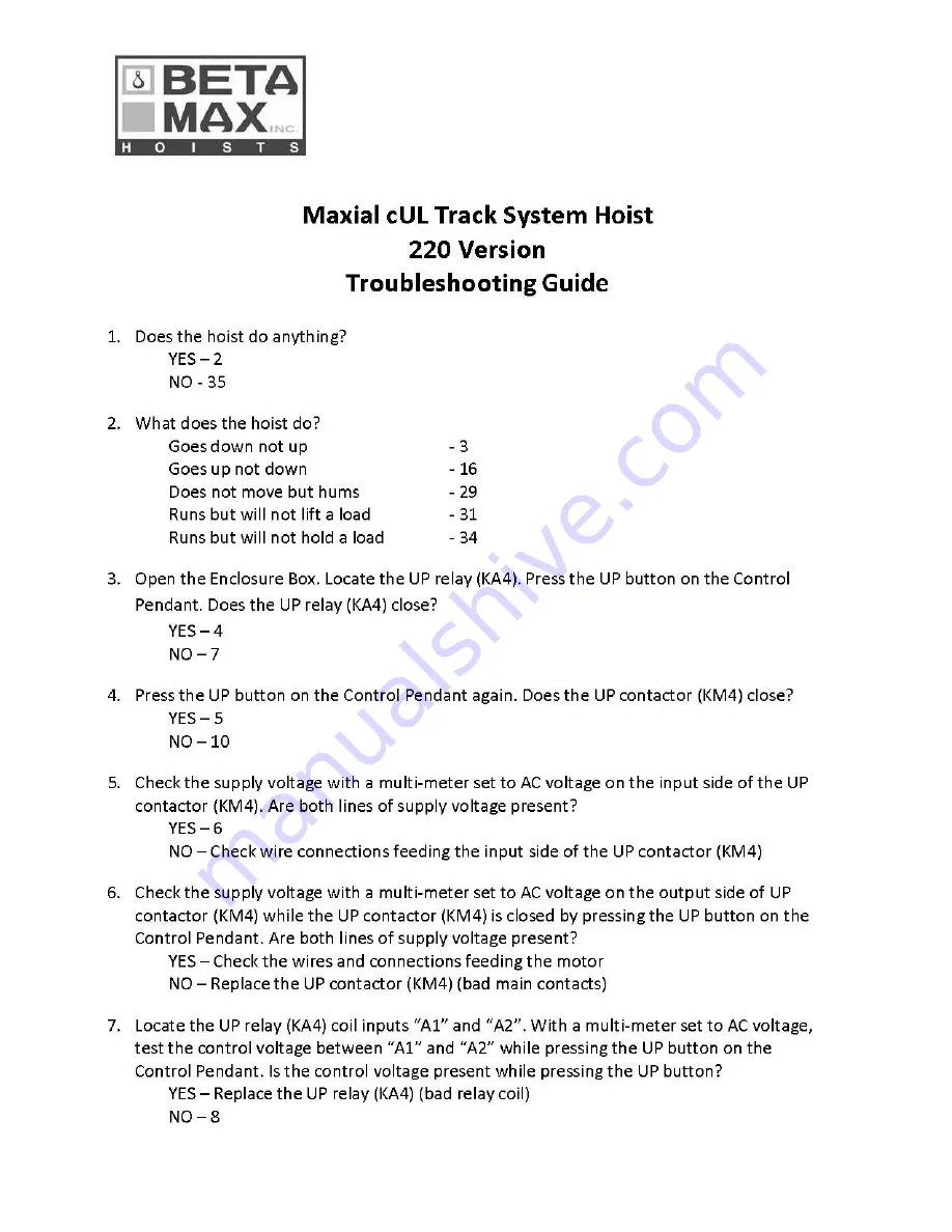 Beta Max MAXIAL TRACK HOIST Use And Maintenance Instruction Manual Download Page 137